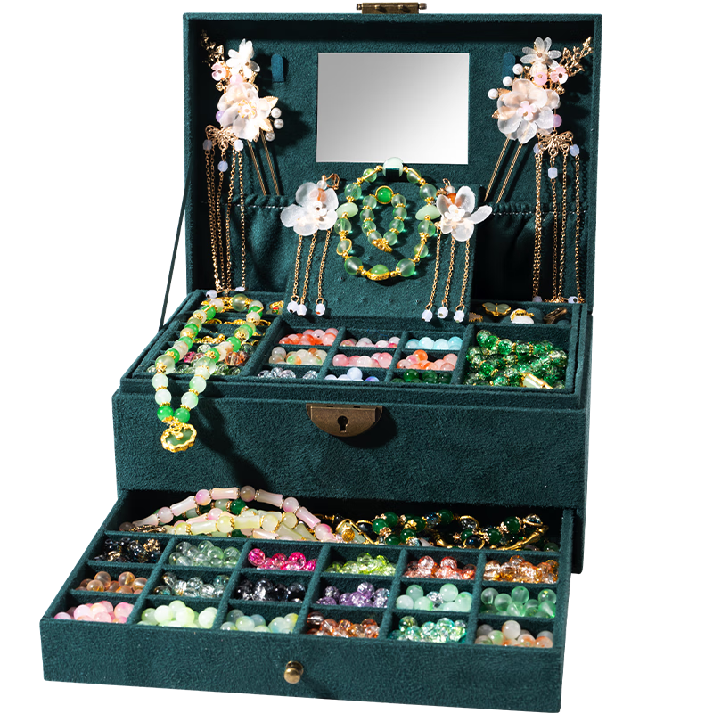 Huangen Elegant Vintage Gift Box Beaded Bracelet DIY Hair Accessories Toy for Girls, Practical Birthday Gift for Ages 7-10 And 12-15