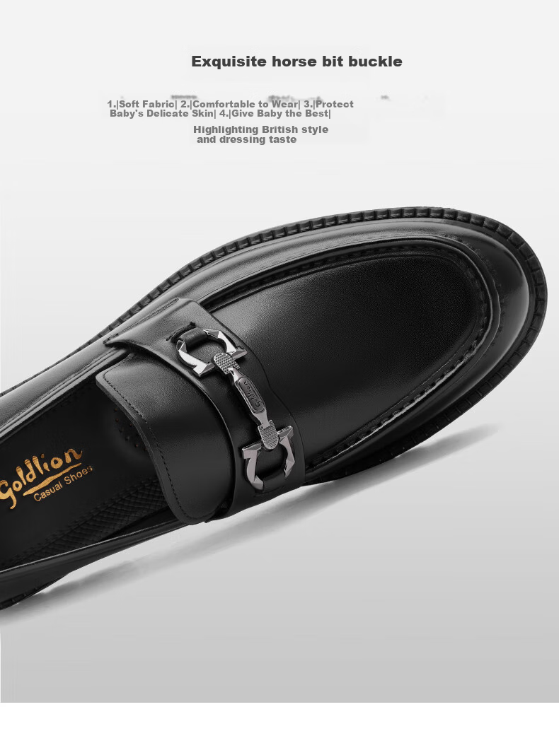 Goldlion Men's Loafers, Stylish Leather Shoes, Comfortable Slip-On Business Casual Shoes G550330512AAA Black Size 41 3
