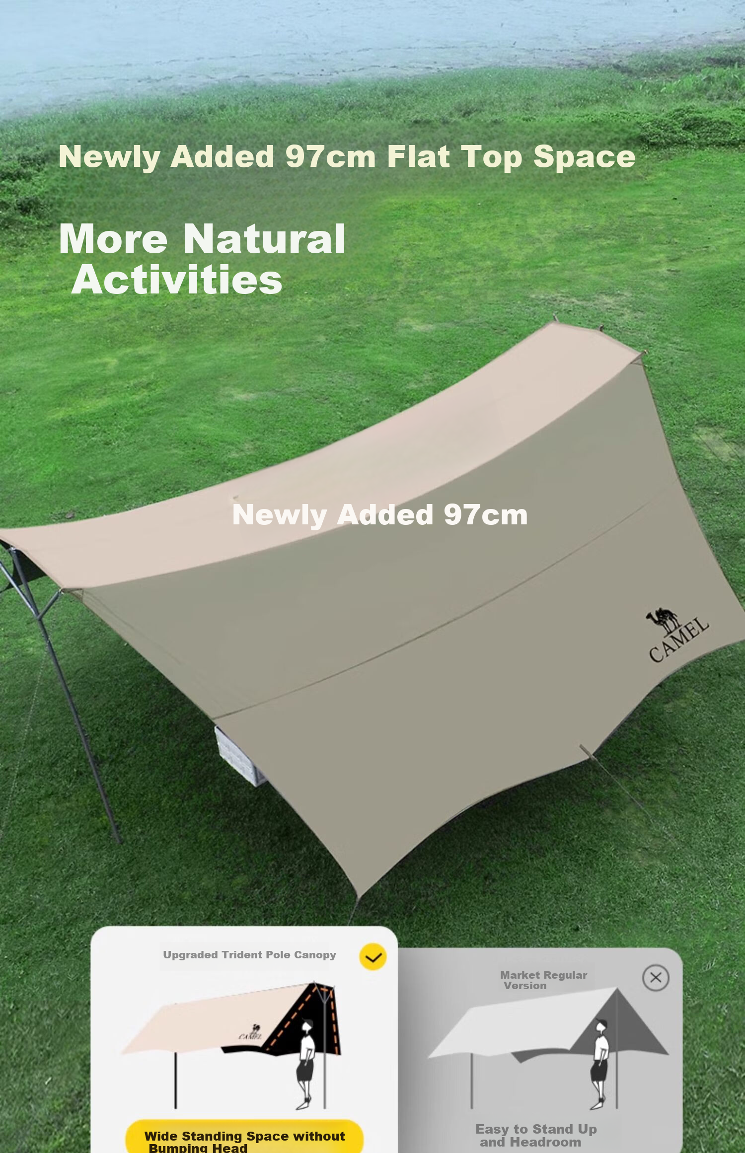 CAMEL Triforce Sky Dome Tent, Large Outdoor Camping Black Tarpaulin, Sun Protection Beach Canopy, Complete Set of Equipment 3