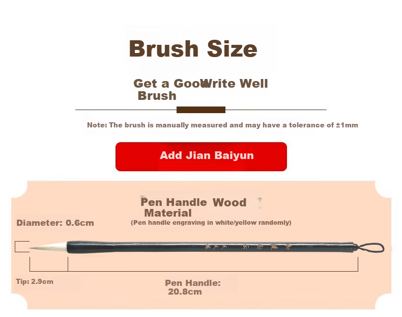 TT Jiajian Baiyun Calligraphy Brush, Beginner's Brush for Students' Calligraphy Practice, Single Brush for Chinese Painting TN-9012 4