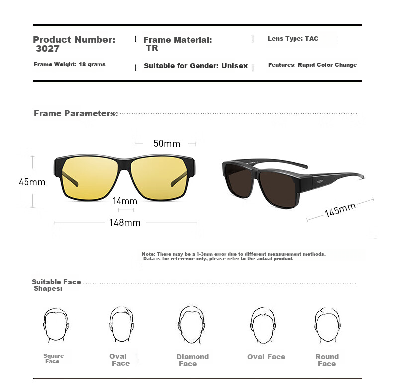 Jiaboli Polarized Night Vision Glasses, Myopia Over-Glasses for Men And Women, Sunglasses for Day And Night Use, Driving-Specific Anti-Glare Sunglasses 6