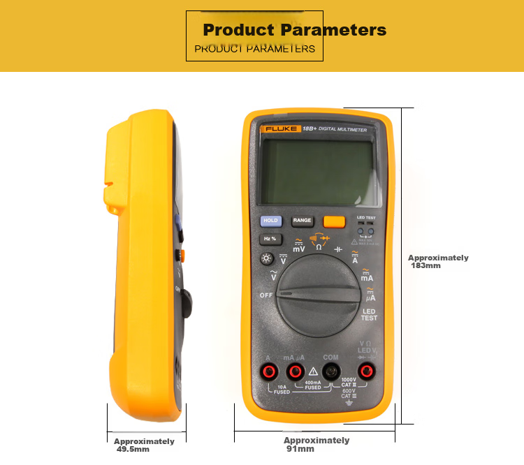 FLUKE 18B+ Digital Multimeter, Handheld Multimeter with Auto-Ranging, Backlit LED Display, Testing Instrument And Meter 3