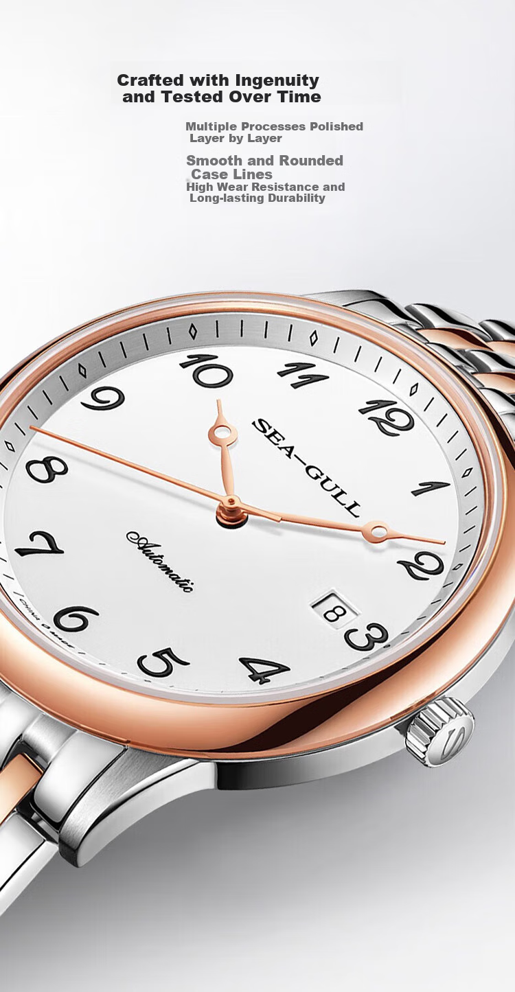 SEAGULL Automatic Mechanical Watch for Men, Simple Calendar Men's Watch, Birthday Gift for Men, National Watch 819.13.1054 26