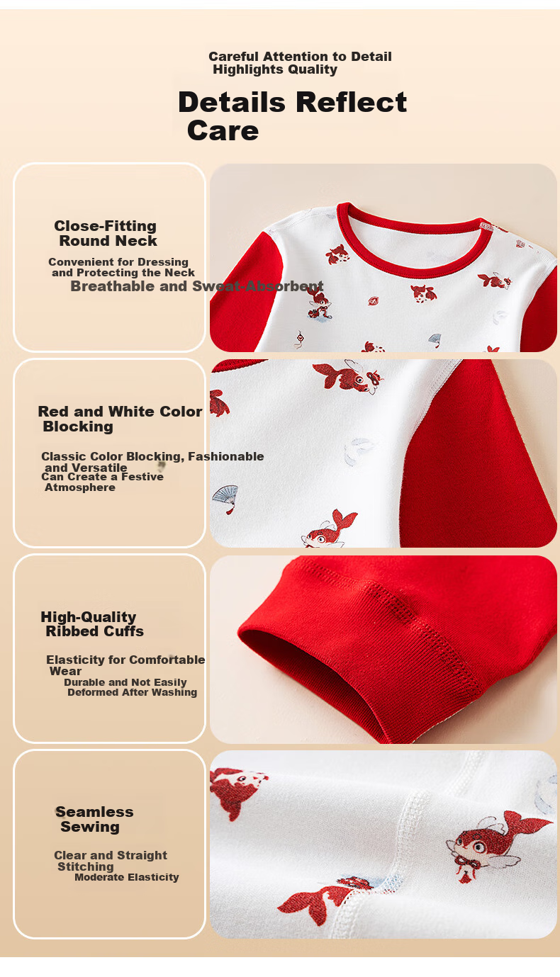 Gb Children's Pure Cotton Class A Zodiac Year Red Underwear, 5A Antibacterial And Anti-Mite, Zero Fluorescent Red Autumn Wear, Horse Year Red Underwear 5