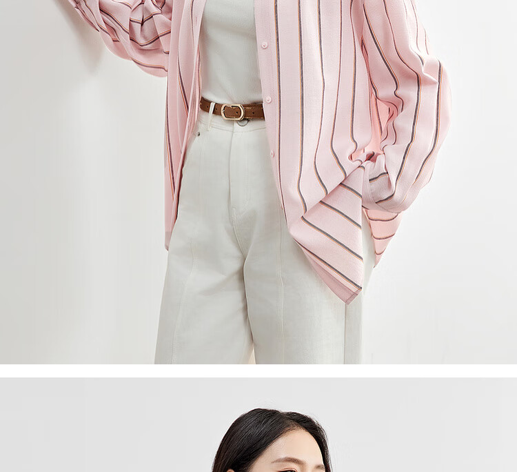 Sentubila Spring And Autumn Commuter Blouse for Women, Light Luxury High-End Slimming Shirt, Loose Long-Sleeve Thin Top, Blue Striped, L 12