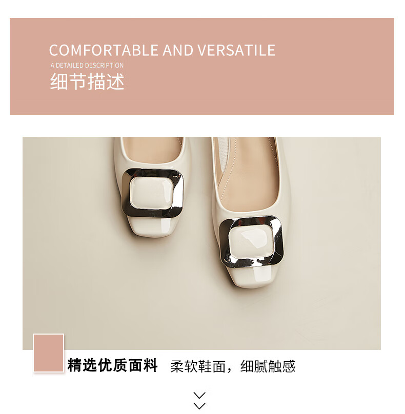 DAPHNE Square Toe Low-Cut Flats for Women, Casual Soft-Soled Heel Shoes to Match Skirts, Commuter Style, Wine Red, Size 40 3