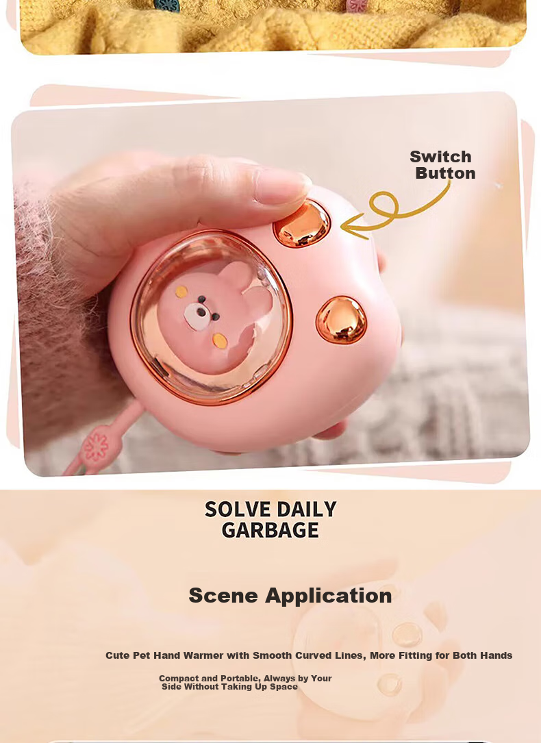 Dipuer Cat Paw Hand Warmer for Women, Rechargeable Hand Warmer Egg for Students And Children, Mini Portable Menstrual Belly Warmer - White 8