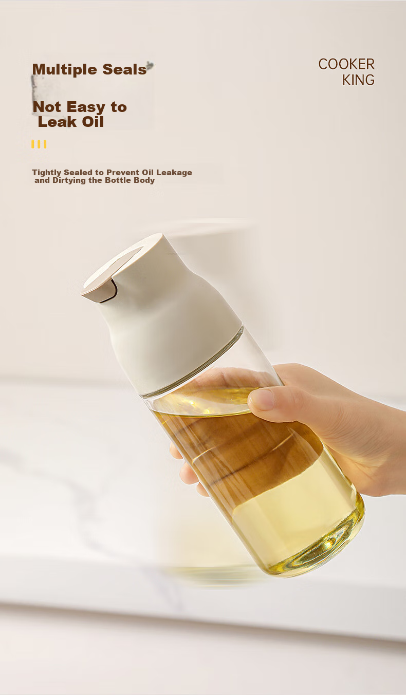 COOKER KING Oil Sprayer Bottle, Seasoning Bottle, Oil Bottle, Measuring Atomizing Oil Bottle, Soy Sauce And Cooking Wine Bottle, Cream Yellow Silver 5