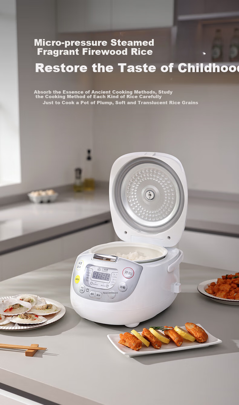 Triangle Rice Cooker, Small 3-Liter Capacity for 2-3 People, Smart Home Rice Cooker with Multiple Functions, Micro-Pressure Cooking Pot, 12-Hour Reservation, DRC-7ESL002D 3