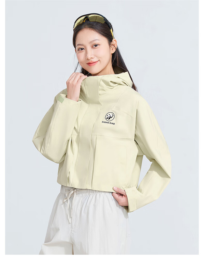 CAMEL Women's Single-Layer Windbreaker Outdoor Waterproof Short Mountaineering Jacket A25BA6LB139 Ice Blue L 16