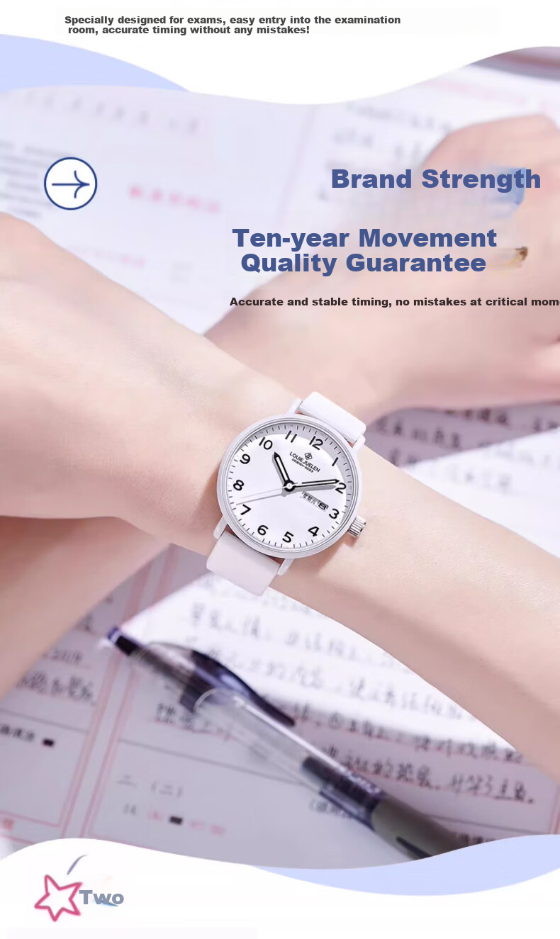 LOUIE JUELEN Student Exam Watch for Women And Men, Middle School And High School Students, Silent Simple Mechanical Quartz Watch for Teenagers 3