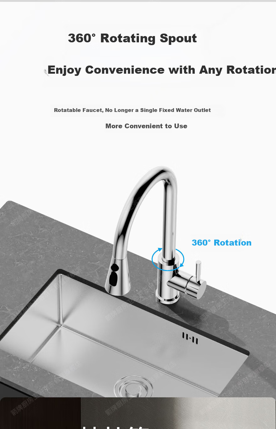 ARROW Kitchen Faucet 3-Function Pull-Out 304 Stainless Steel 360° Swivel Gunmetal Gray 8