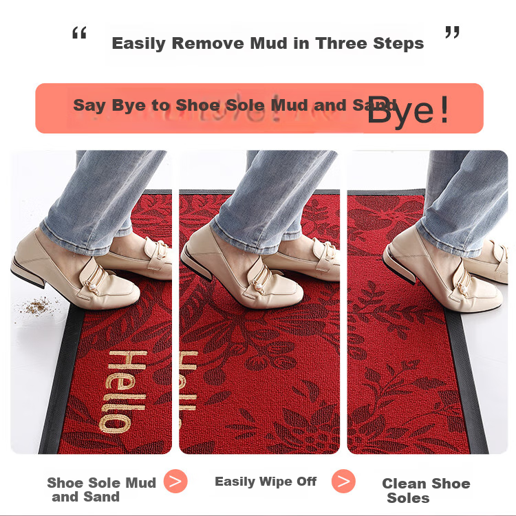 Dajiang Entrance Door Mat, Red Carpet with Embroidery, Rubber Foot Mat, Safe Entry And Exit Doormat, 80x120cm 5