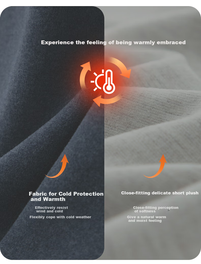 Yiershuang Autumn And Winter Men's Wool And Silk Thermal Underwear Set, Round Neck Fleece-Lined Thickened Long Johns And Undershirt 8