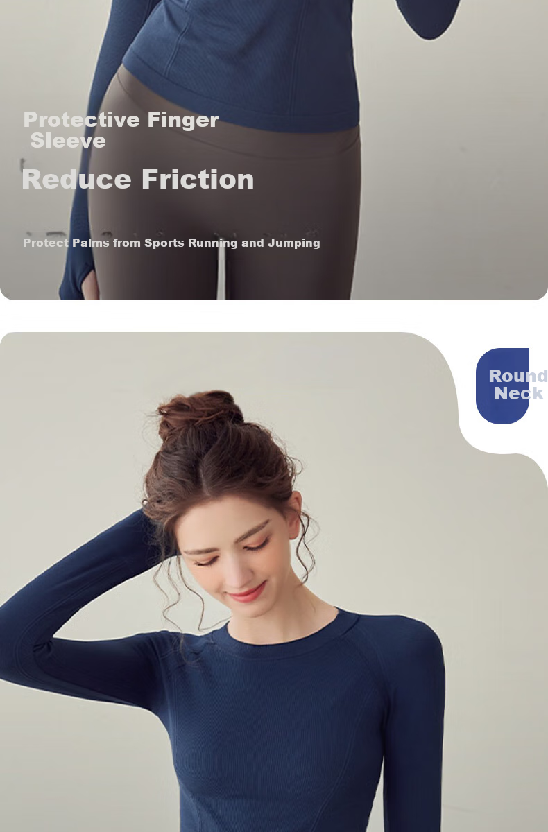 XUEXIMAN Yoga Top for Women, Spring And Autumn Style, Seamless High-Elastic Slimming Sports Long Sleeve, Running Quick-Dry Training Pilates T-Shirt 5