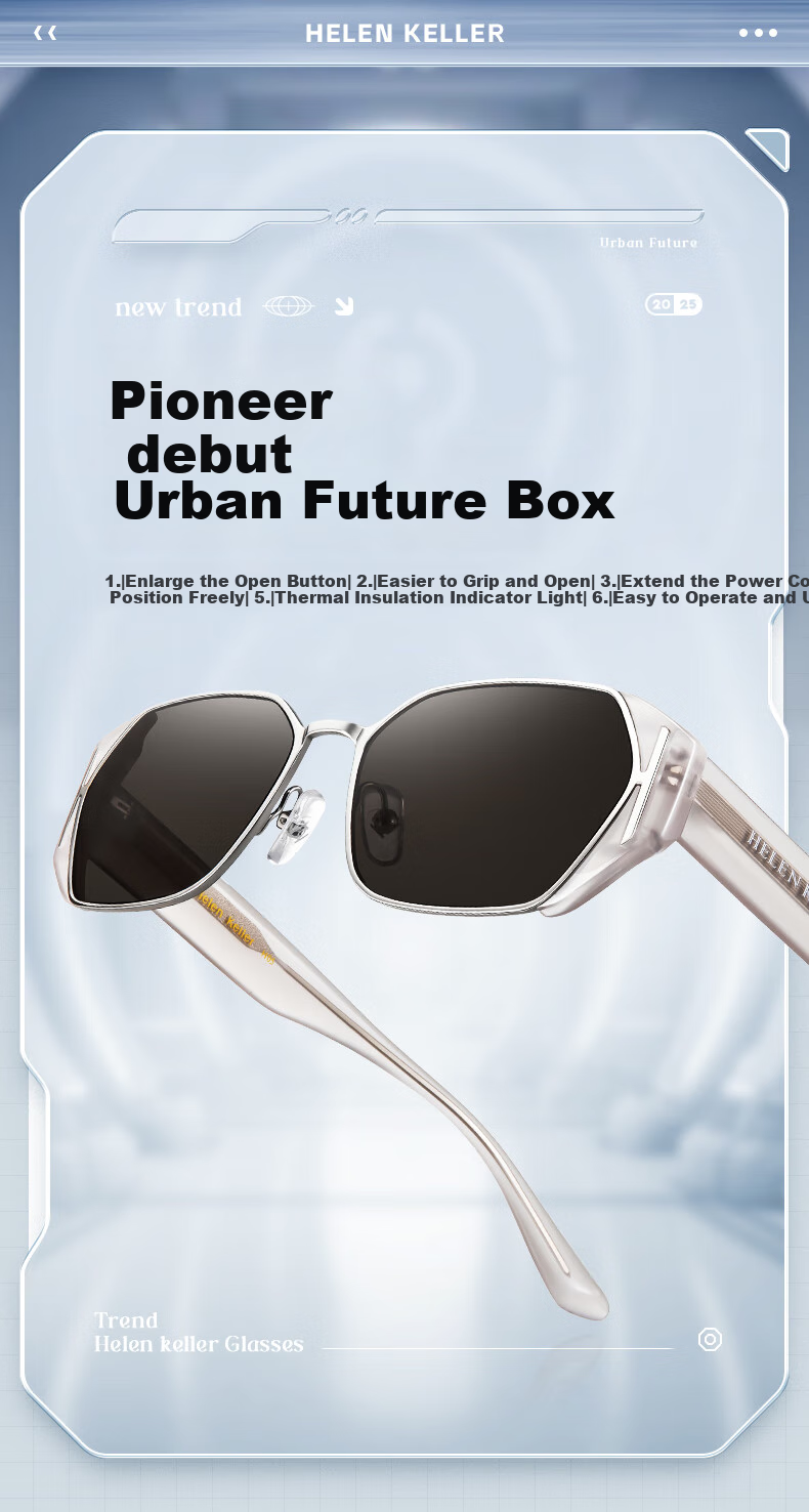 HELEN KELLER [Xiao Bing Bao] Niche Sunglasses for Women, High-Quality Square Frame Sunglasses, Lightweight Eyewear HK808N10 1