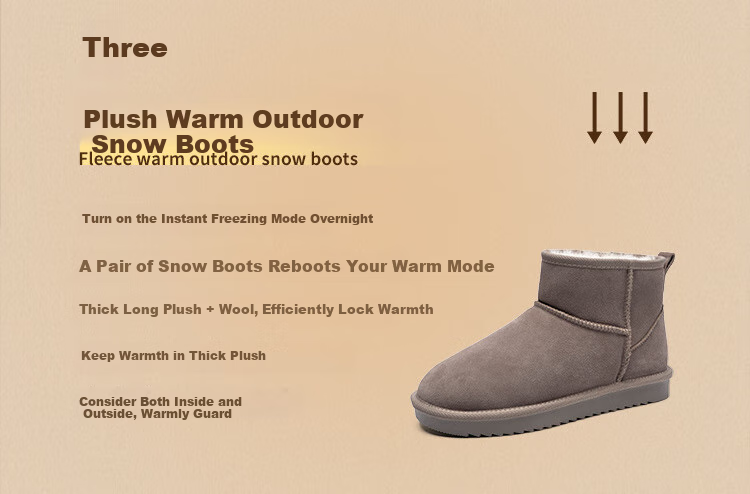 ZHR Snow Boots for Women, 2025 New Style, Fleece-Lined Warm Boots, Genuine Leather Waterproof Short Boots, Cotton Shoes for Women, Coffee Color, Size 35 2