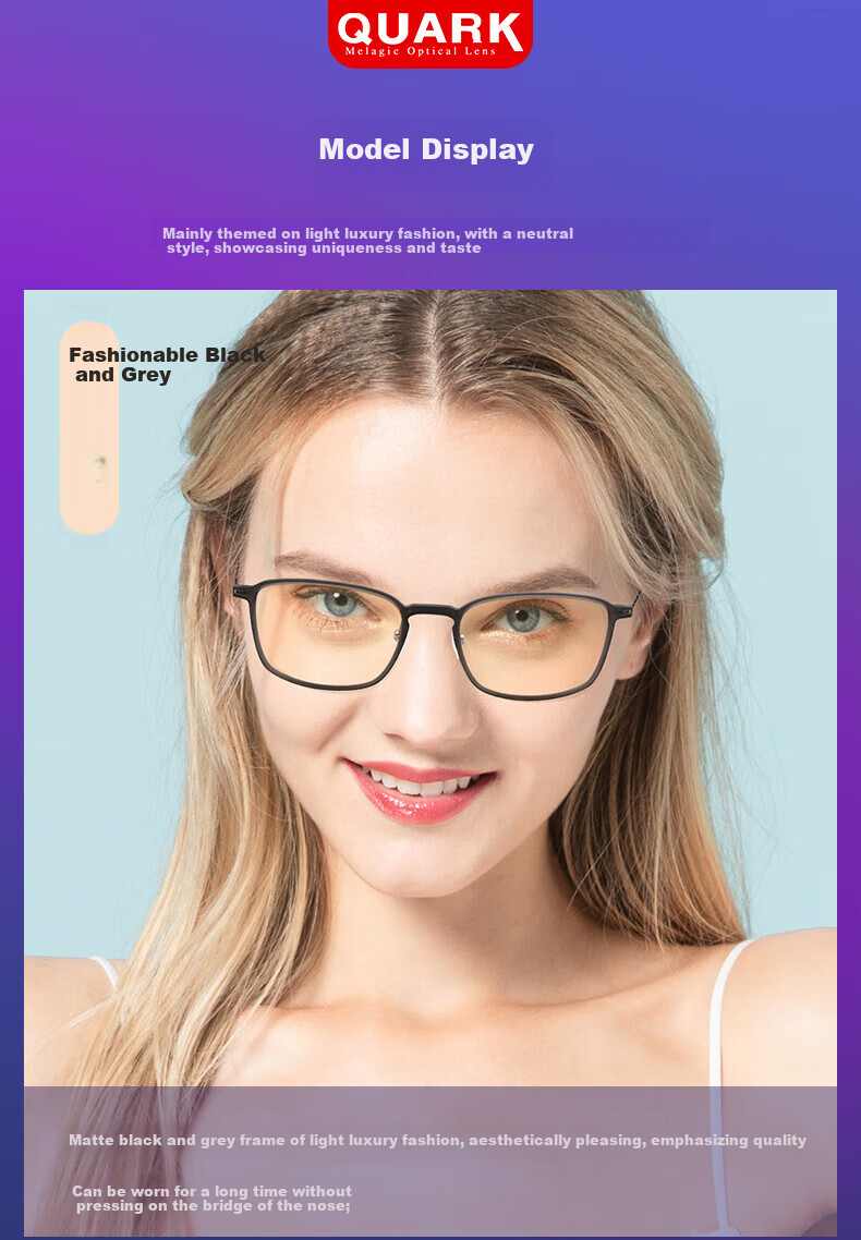 Quark Blue Light Blocking Glasses, Computer Office Radiation Protection, UV Protection, Ultra-Light Non-Prescription Glasses for Men And Women, Flat Lens 203C3 5