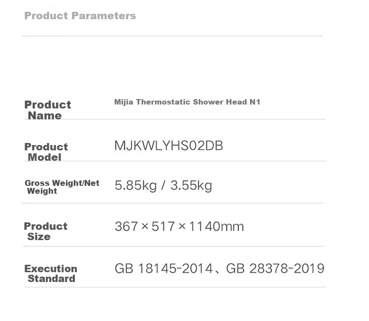 Mijia Temperature-Controlled Shower Head N1 Set, Brass Body, Bathroom Home Shower System 32