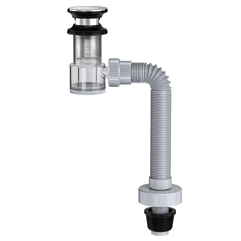 Haili Sink Drain Pipe Kit, Bathroom Vanity Countertop ABS Drainage Pipe, Anti-Odor Device, Wall Drain T01