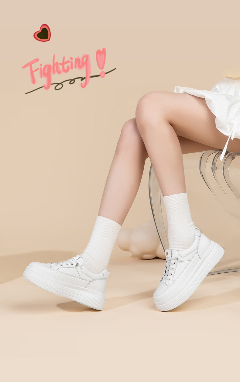 Kangnai Women's Casual Shoes, Spring And Summer Thick-Soled Heightening Sneakers, Academic Style, Solid Color, Breathable And Comfortable White Shoes, White, Size 40 1