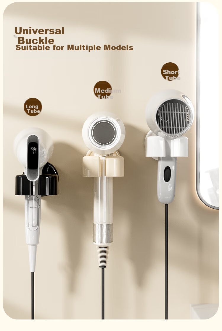 Fanyejia Hair Dryer Holder, Lazy Stand, Wall-Mounted, No Drilling Required, Hair Dryer Rack, Storage Shelf, Hair Dryer Stand 7