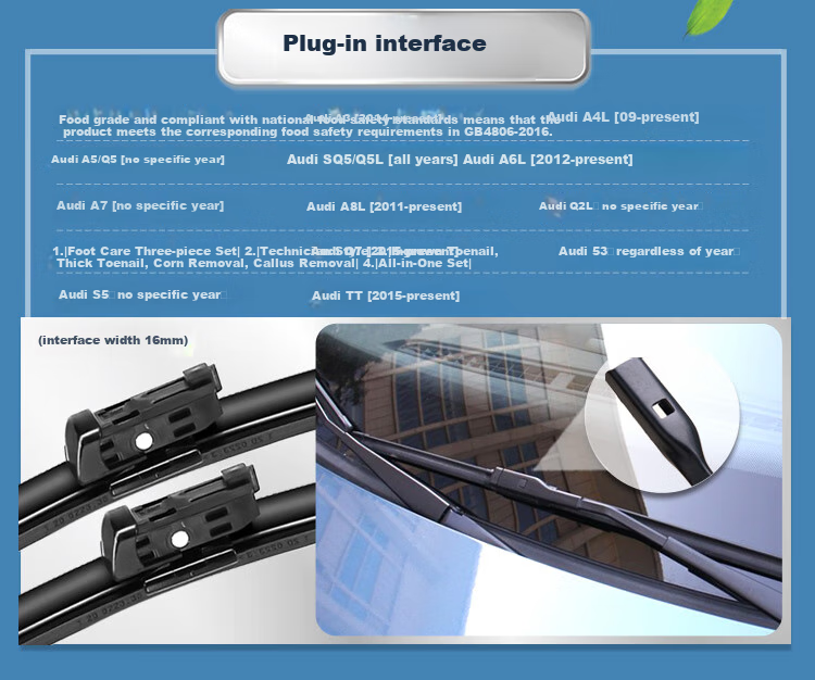 Aoye Windshield Wipers Compatible with Audi Q3 (2012-2026 Models), Boneless Design, Original Size Front Wiper Blades, 1 Pair, 24" + 21" 3