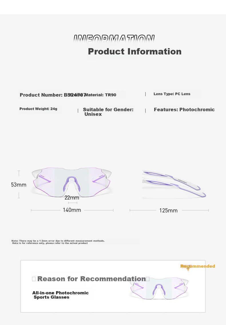 CAPONI Color-Changing Cycling Glasses for Women, Outdoor Hiking Running Sports Sunglasses, Day And Night Dual-Use Sunglasses, UV Protection And Sun Protectio 29