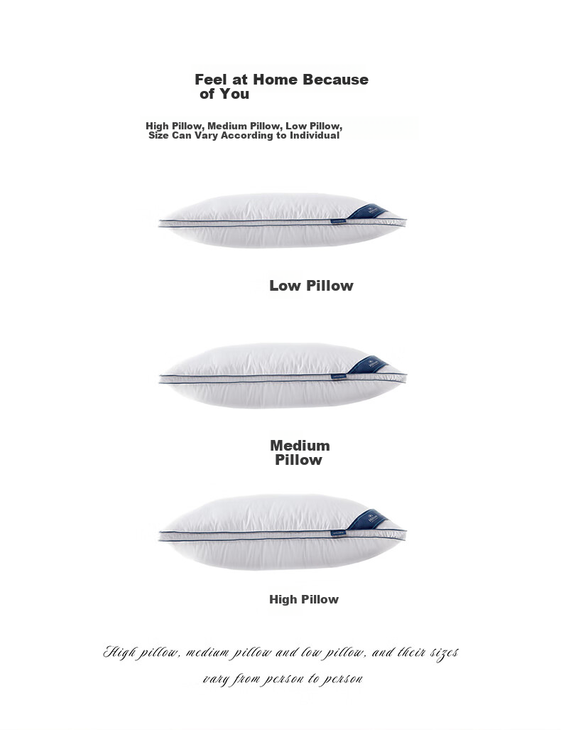 Canasin Hilton Hotel down Pillow, 95% Hungarian White Goose Down Pillow Core, Single Pack, 74*48cm Low Pillow 13