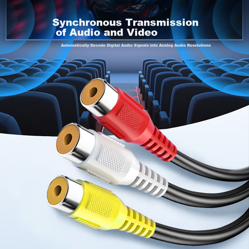 Кабель BURLEFRAN 3.5 мм на 3 RCA (3x Jack 3.5 мм мама), 20 см, черный