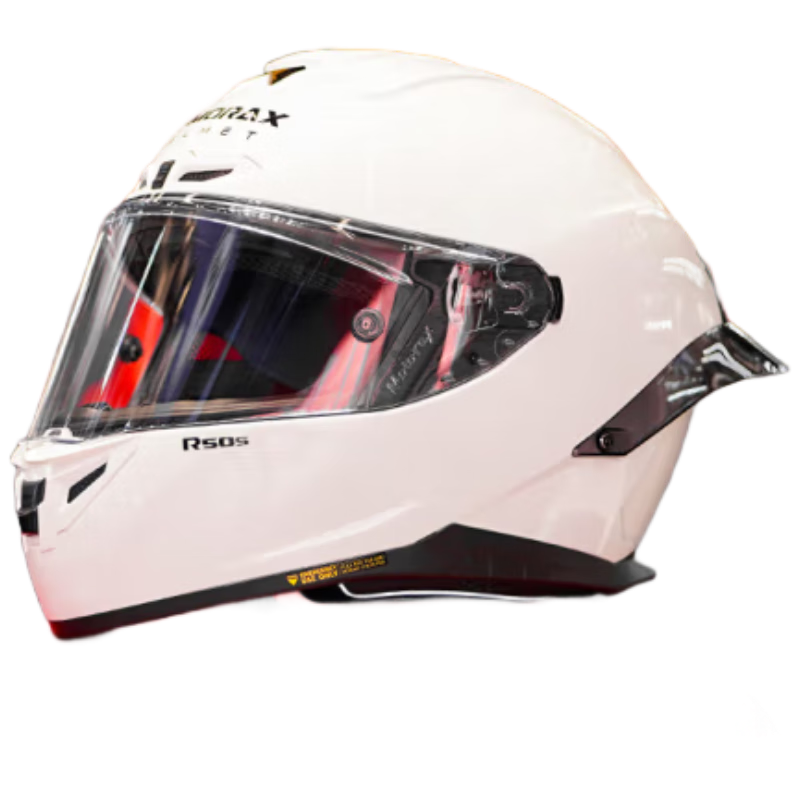 MOTORAX R50S Motorcycle Helmet Unisex All-Season Breathable 3C Certified Riding Full-Face Helmet with Large Rear Wing Pearl White XL