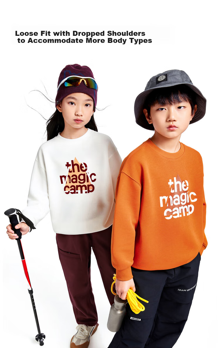 Annil Children's Clothing, Boys And Girls Long-Sleeve Sweatshirt, 2024 Autumn New Sports Printed Outdoor Warm Loose Fit, Off-White, Size 110 5