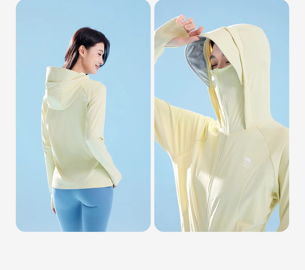 CAMEL Cold White Outdoor Sun Protection Clothing Spring And Summer Men's And Women's Original Yarn Cool-Feeling UPF50 Jacket Sun Protection Garment 30