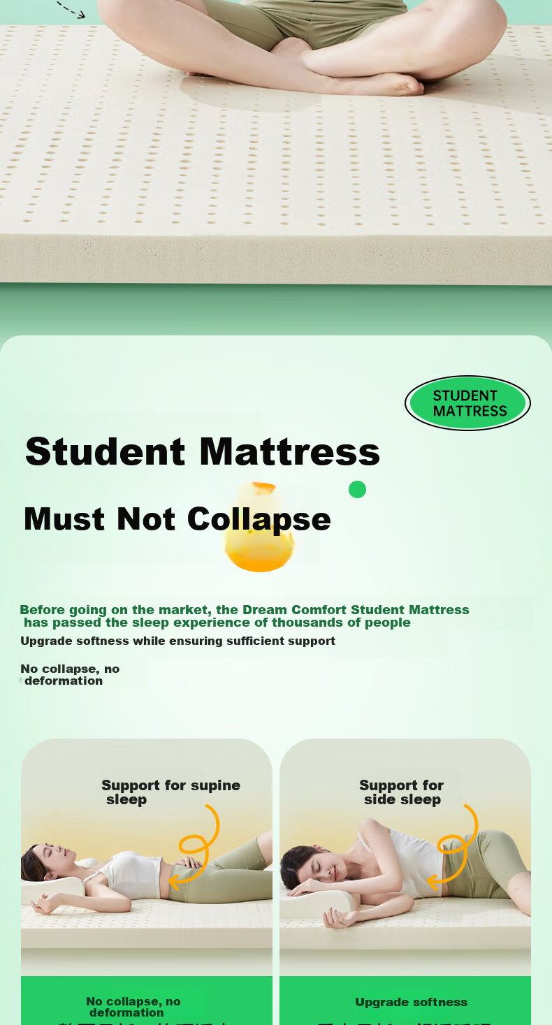 Mengyishu Natural Latex Mattress, 0.8m X 2.0m, Imported from Thailand, Rubber, for Student Dormitory, Single Tatami Soft Pad 2