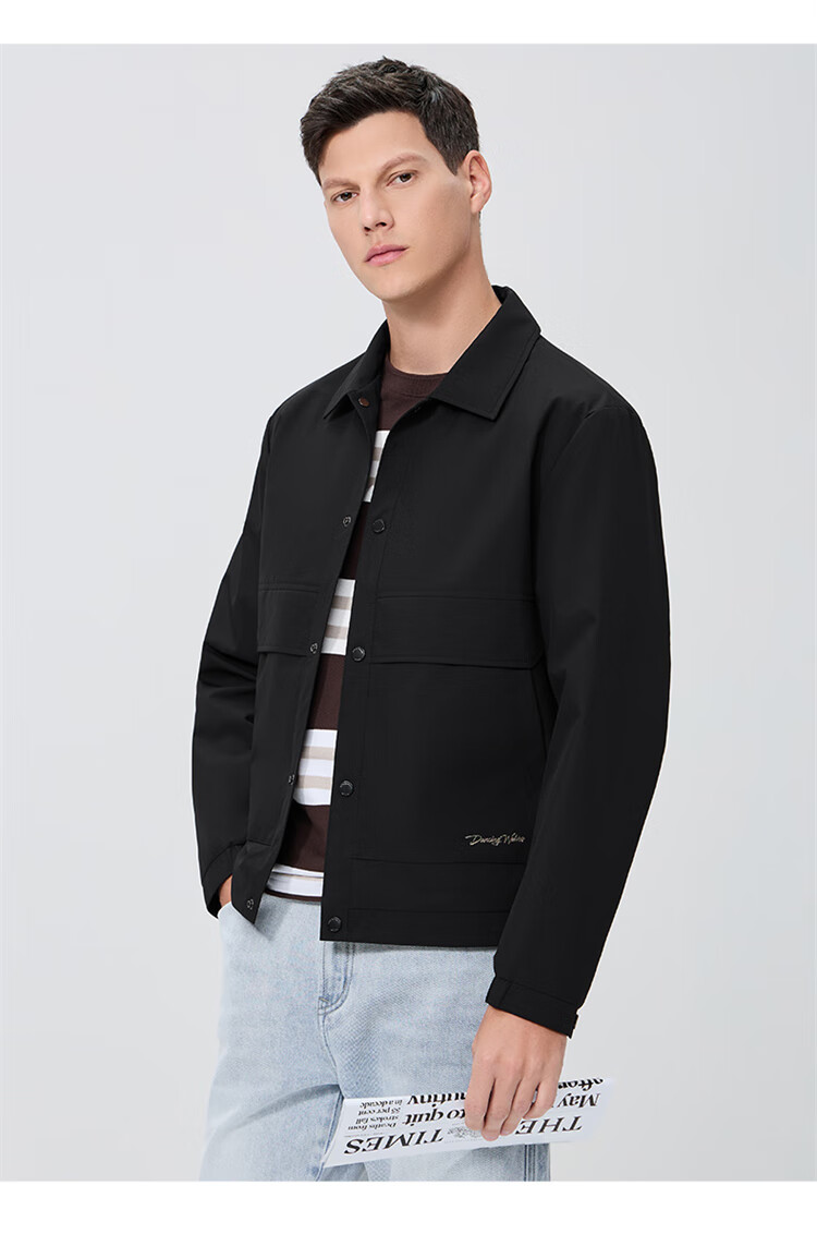 DANCING WOLVES [4A Waterproof] Lightweight Outdoor Workwear Jacket, Casual Easy-Care Versatile Men's Coat, 001 Black, Size S 2