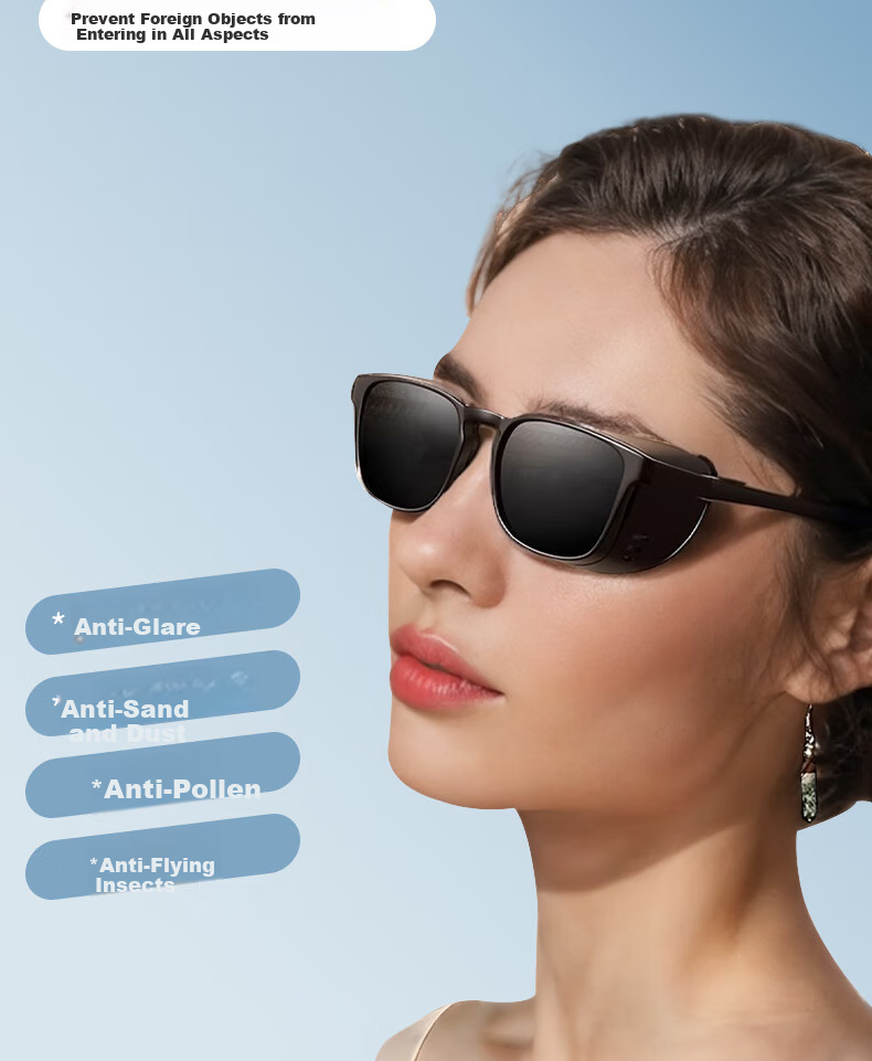 Cuntiandaofu Safety Glasses, Shower Room Mirror, Anti-Pollen And Dust Protection, Cataract Surgery Postoperative Specialized Glasses, Black Frame with Polarized Gray Lenses 6