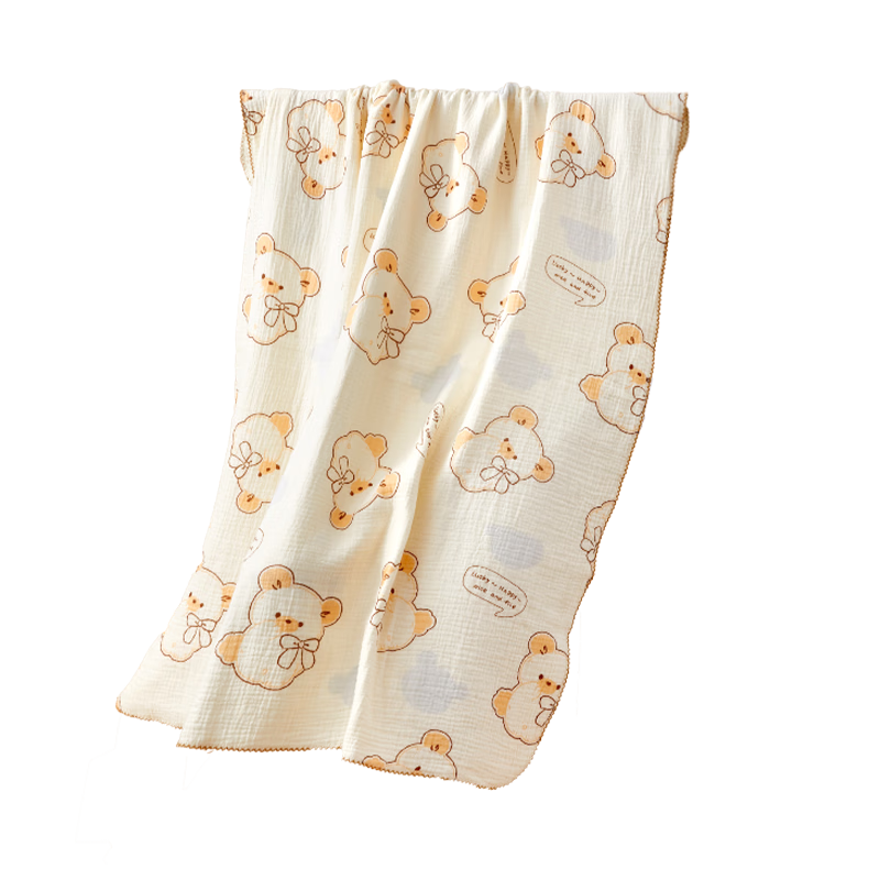 Ankexin Baby 7A Antibacterial Pure Cotton Twill Bath Towel, Newborn Absorbent Washcloth Blanket Lucky Bear 100*100cm