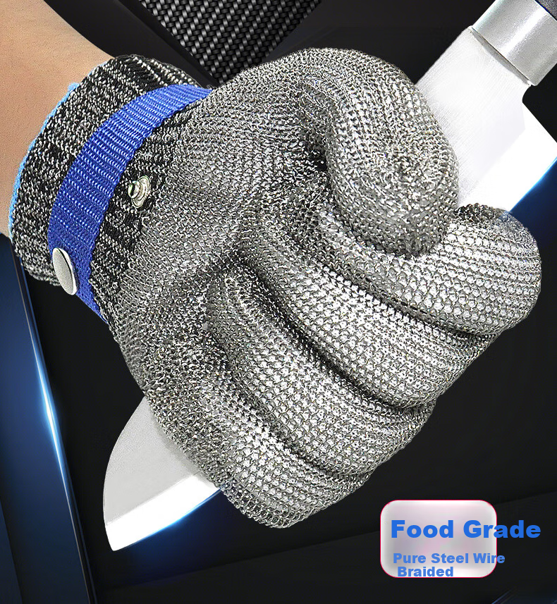 Ams Cut-Resistant Gloves, Anti-Bite Anti-Stab Fishing Knife-Proof Stainless Steel Metal Wire Kitchen Cutting Butchering Specialized One Pair 1706 2