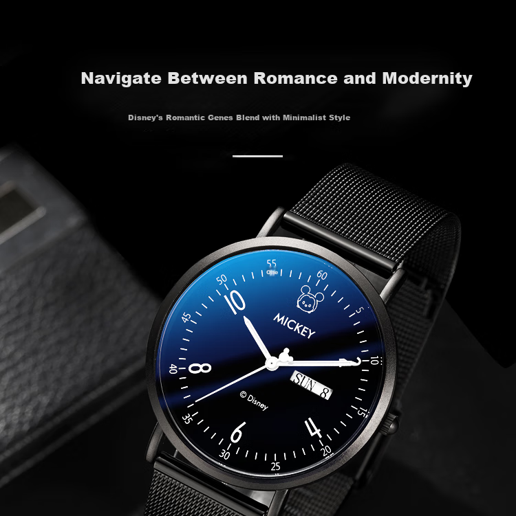 Disney Student Watch for Men, Simple Waterproof Dual Calendar Quartz Watch, Suitable for Middle And High School Students, Teenagers, Silent Exam-Specific Watch 1