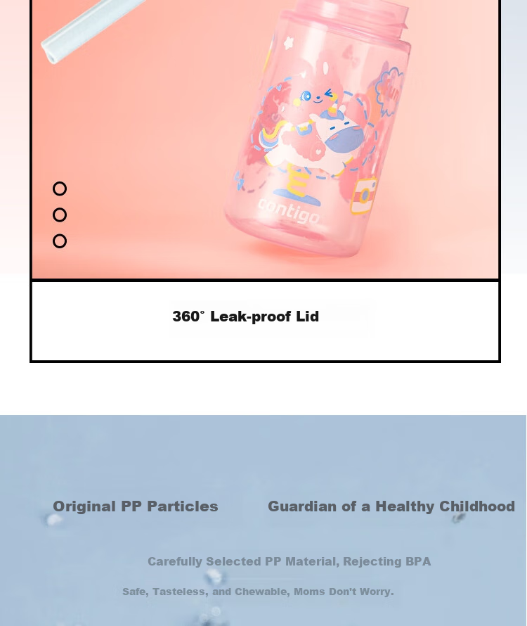 Contigo Kangdike Children's Straw Water Bottle with Air Release And Anti-Spill Design, 420ml, Rabbit Playground HBC-GIZ248VP+ 5