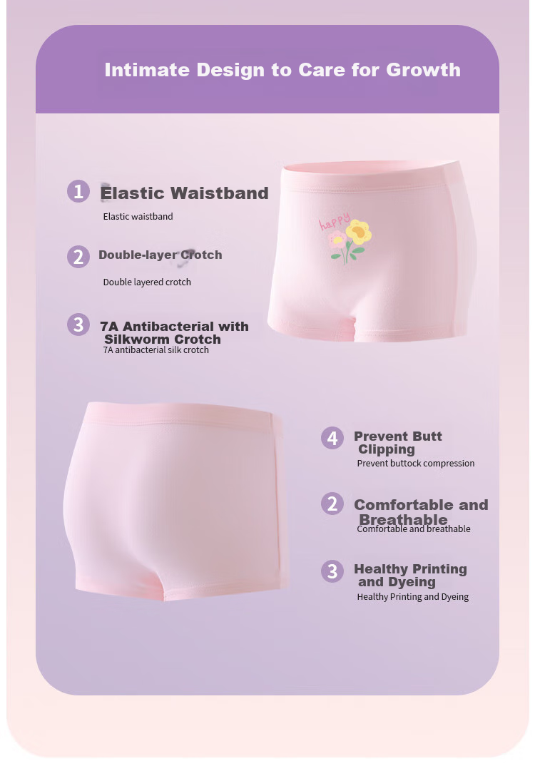 DEESHA [7A Antibacterial Class A Baby Cotton] Girls' Underwear, Children's Pure Cotton Shorts, Student And Toddler Boyshorts 3