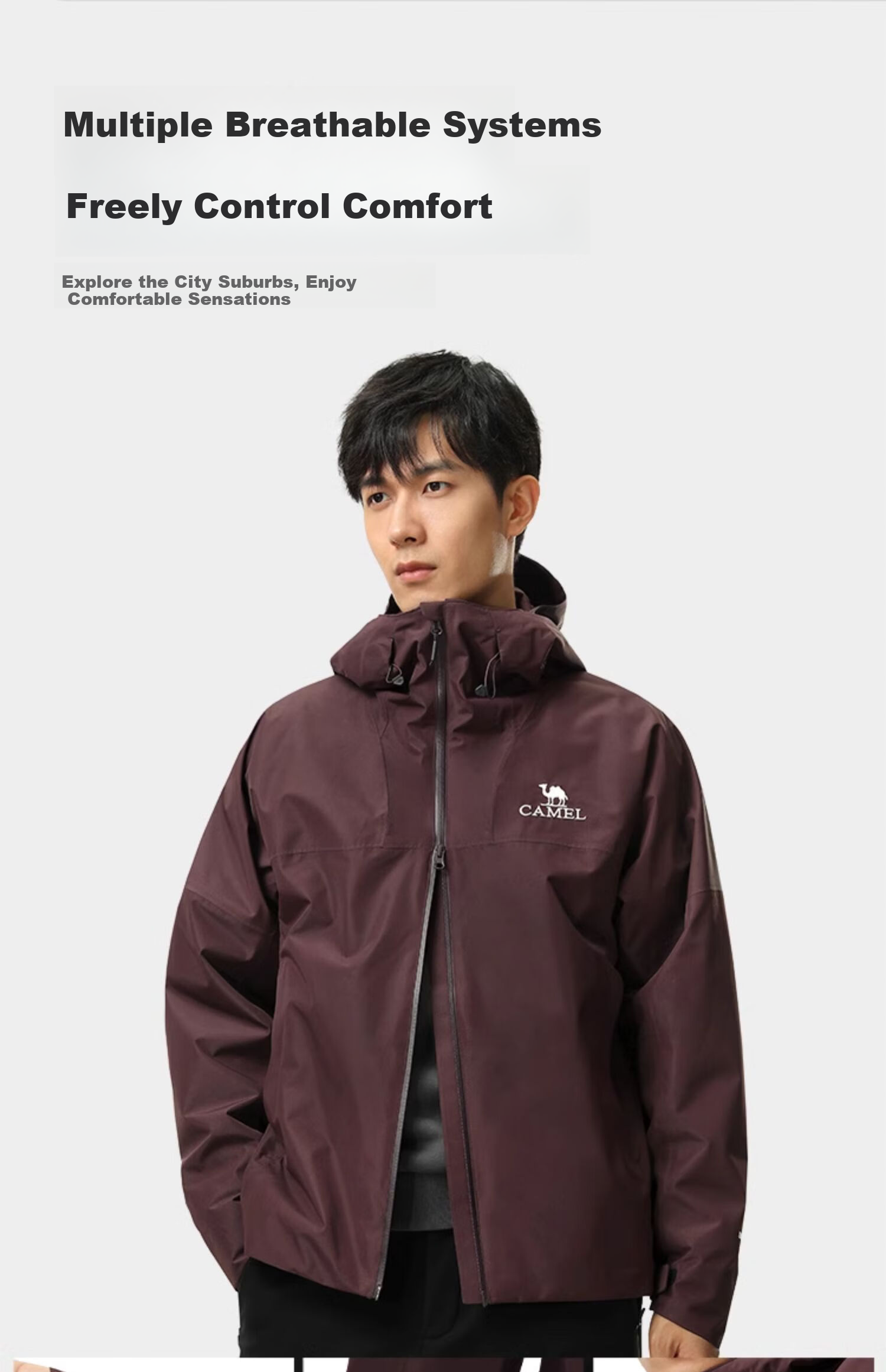 CAMEL [Yushen] Outdoor Hardshell Single-Layer Jacket, Strong Pressure Glue, Windproof And Waterproof Hiking Mountaineering Coat, 3XL 18