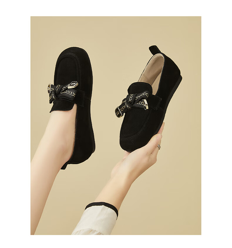 DAPHNE Suede Birkenstock Style Women's Fashion Retro Flat Casual Comfortable Loafers Black Fleece Lined Size 37 3