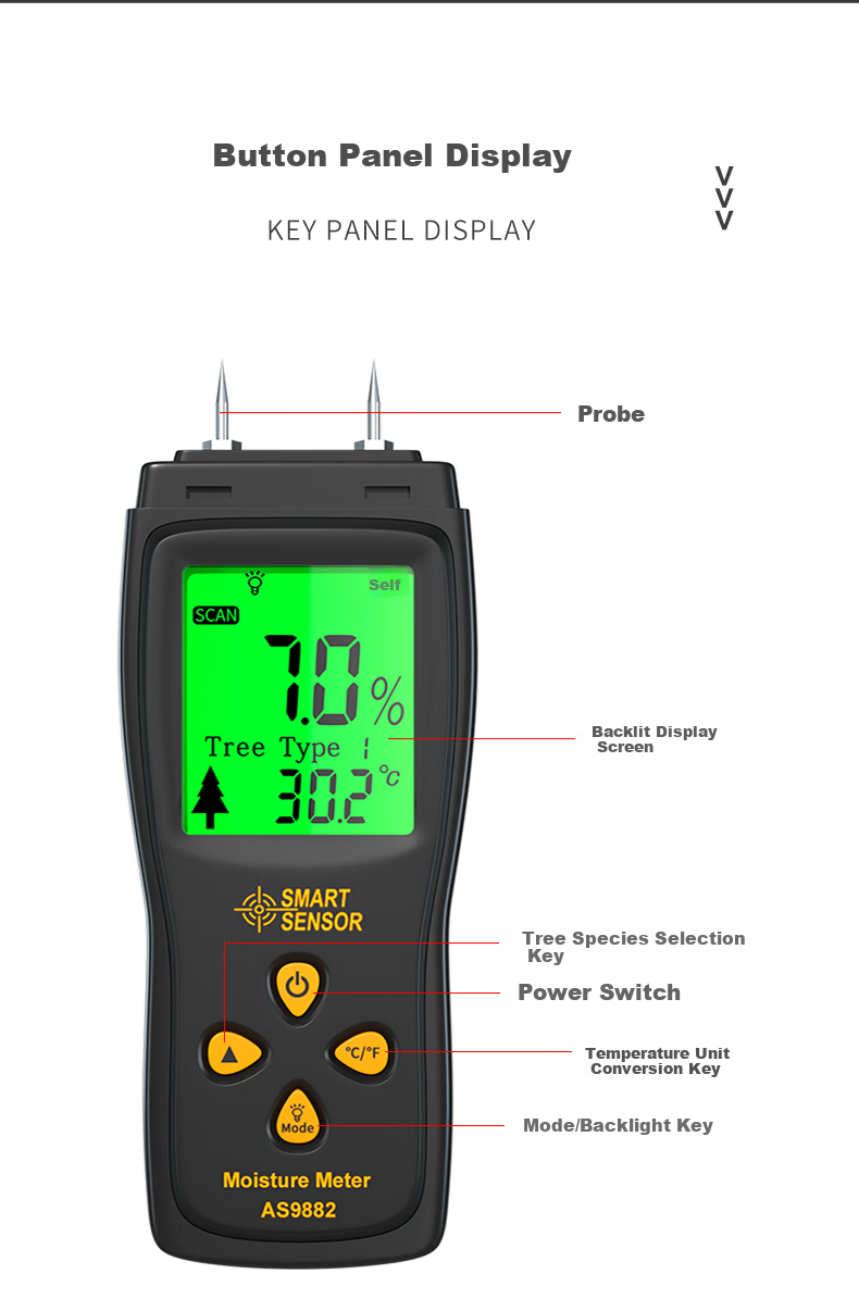Xima AS9882 Wood Moisture Meter, High-Precision Wood Humidity Tester, Wood Moisture Content Measuring Instrument 10