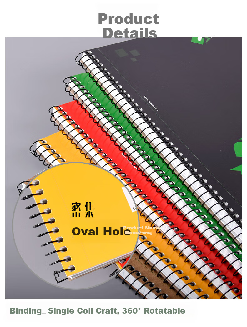 KAISA American-Style Black Spiral Notebook A4-80 Sheets, College Student Study Journal Error Correction Diary (203*267mm), Pack of 2 2