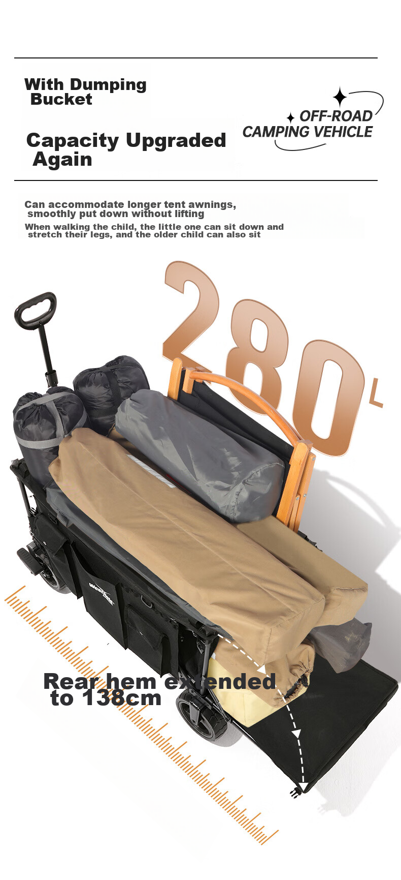 Westfieldoutdoor, My Flying Night Chapter Folding Camping Cart, Outdoor Foldable Campsite Cart, Stroller for Kids, Grocery Shopping Trolley, Pet Cart, Picnic And Camping Cart 3