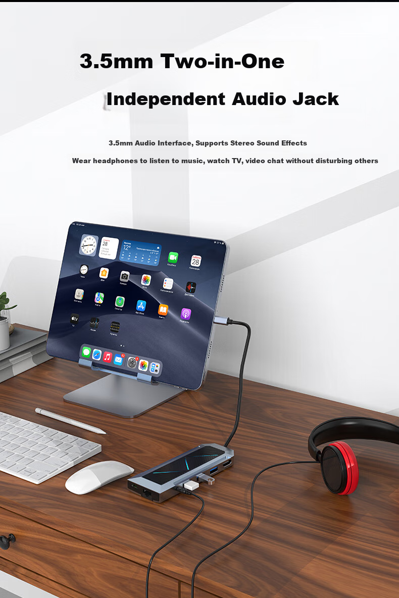 GODO Type-C Expansion Dock to USB-HDMI Converter Splitter PD100W Charger 4K HD Screen Mirroring Compatible with Car, Apple, Huawei Computers 10