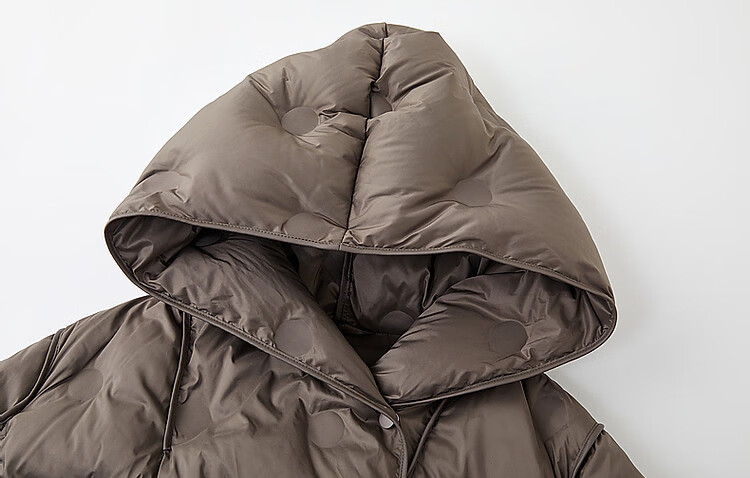 Dme [Winter Snow] Winter Hooded Loose 90% Duck Down Spring Yarn down Jacket for Women, Mid-Length Coat, Chocolate, M 12