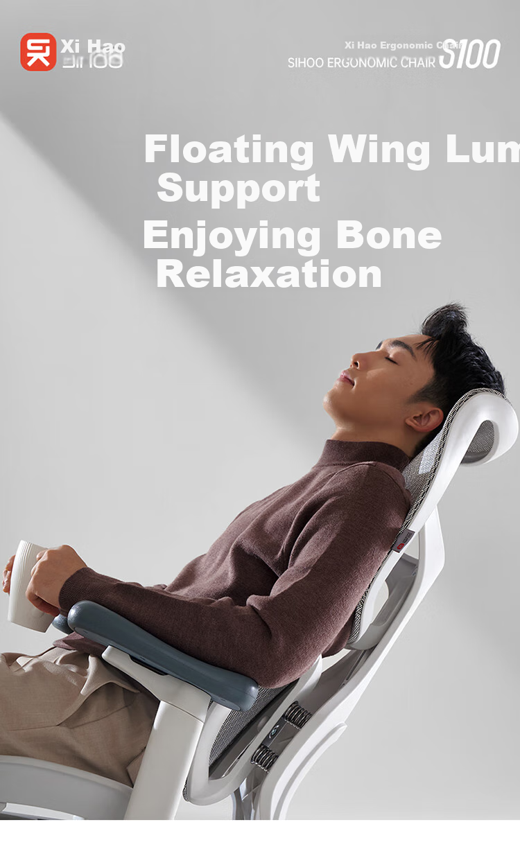SIHOO S100 Ergonomic Chair, Computer Chair, Lumbar Support Office Chair, Ergonomic Seat, Gaming Chair with Integrated Headrest 3