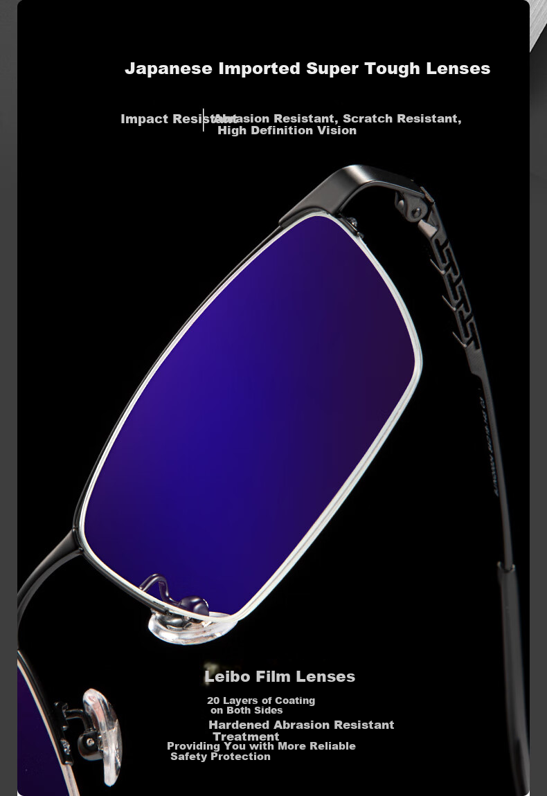 BUZZ Reading Glasses for Men, High Definition Anti-Blue Light Ultra-Light Titanium Reading Glasses, Business Presbyopic Glasses NQ0024 Bright Gold Frame 200 Degrees 5